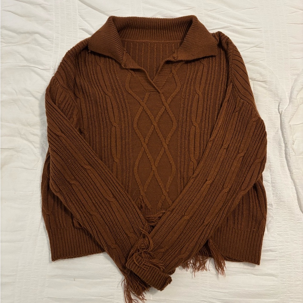 Cozy Brown Cable Knit Sweater